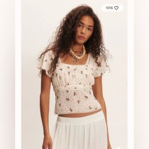 Free People Prairie Field Top. NWT. Swan combo